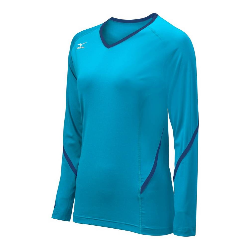 Mizuno Techno Generation Long Sleeve - Bayan Forma - Açık Mavi/Lacivert Türkiye (PTZLJW-584)